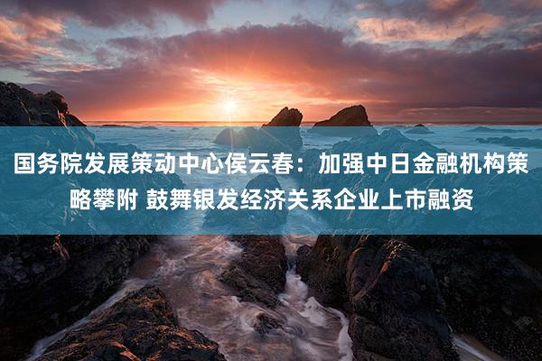 国务院发展策动中心侯云春：加强中日金融机构策略攀附 鼓舞银发经济关系企业上市融资