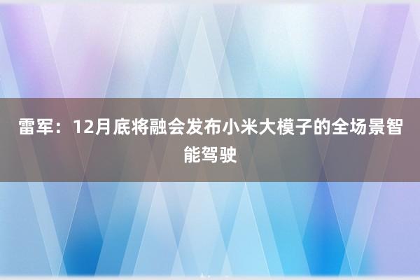 雷军：12月底将融会发布小米大模子的全场景智能驾驶